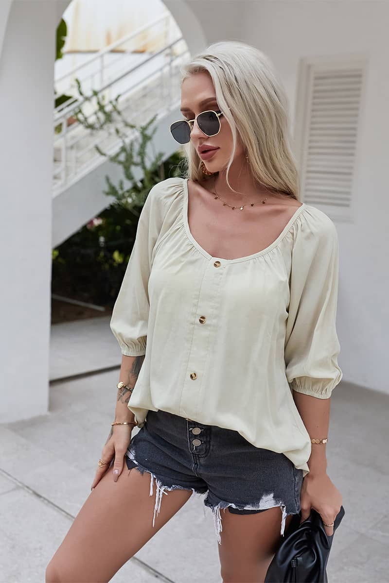 Summer women's loose thin shirt Apricot / M | IFAUN