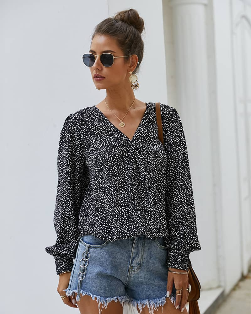 Trendy sexy long-sleeved T-shirt Black / L | IFAUN