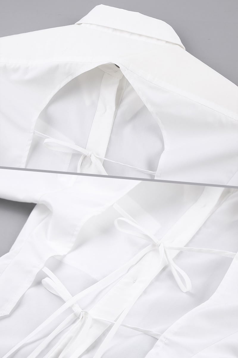 Women's backless shirt with shoulder pads