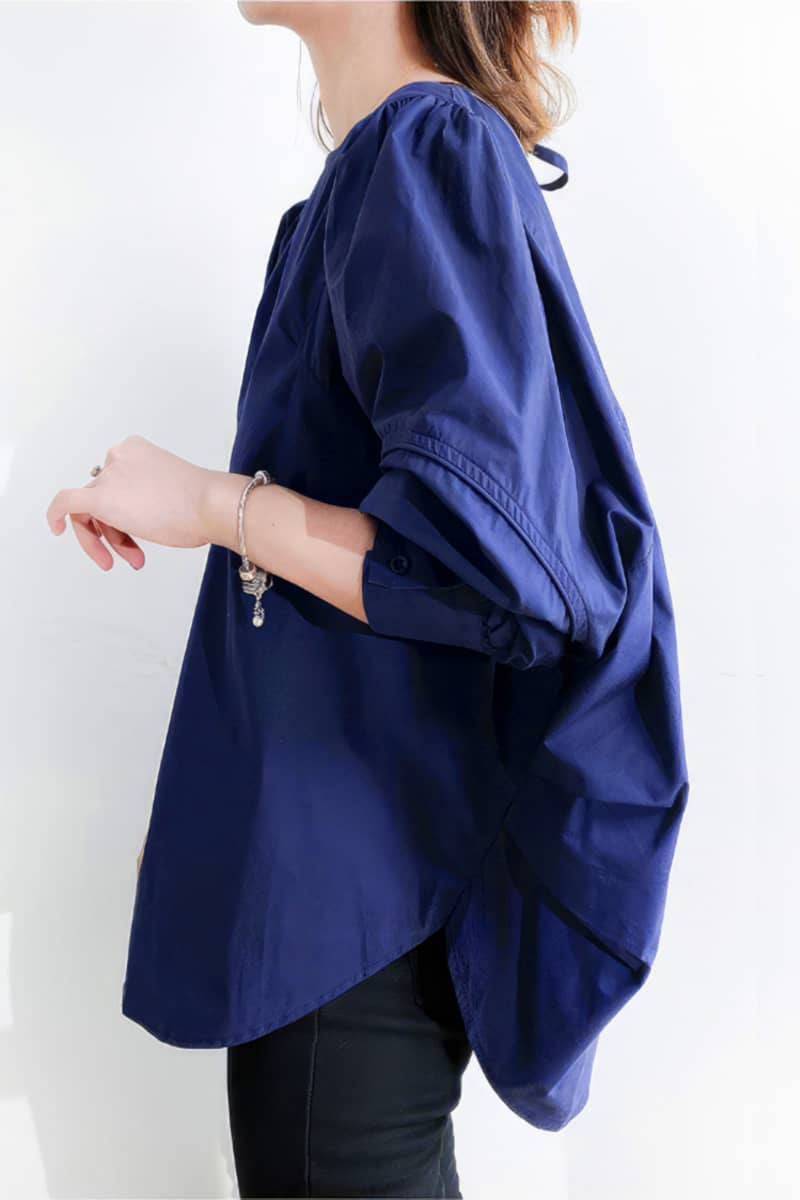 Irregular long-sleeved pullover top