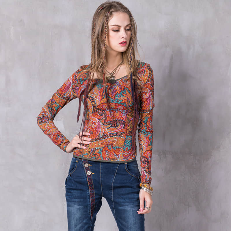 Women's disc button stretch long-sleeved shirt  | IFAUN