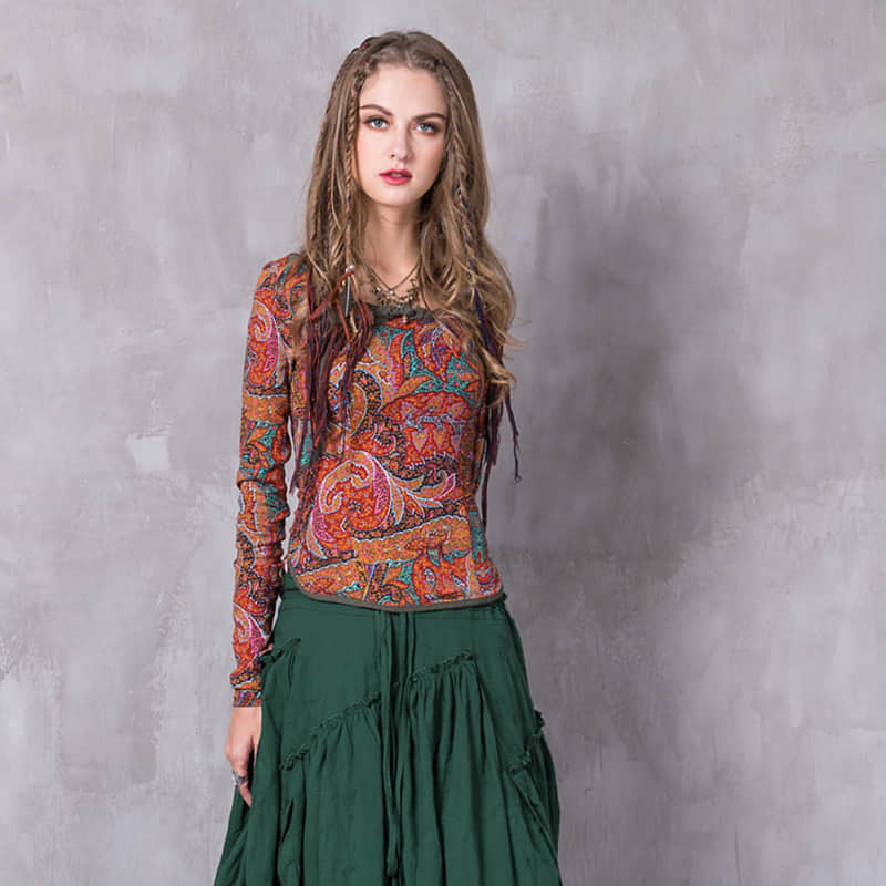 Women's disc button stretch long-sleeved shirt  | IFAUN