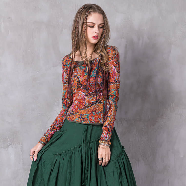 Women's disc button stretch long-sleeved shirt  | IFAUN