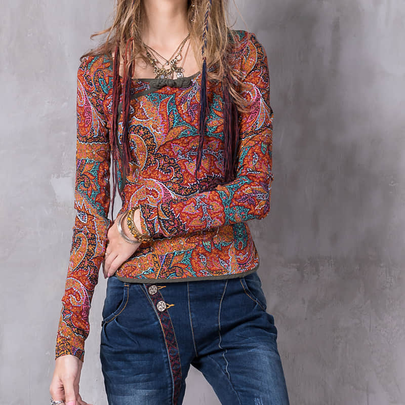 Women's disc button stretch long-sleeved shirt S | IFAUN