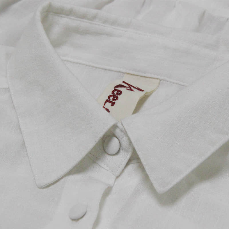 Women's irregular waist long-sleeved cotton and linen top  | IFAUN