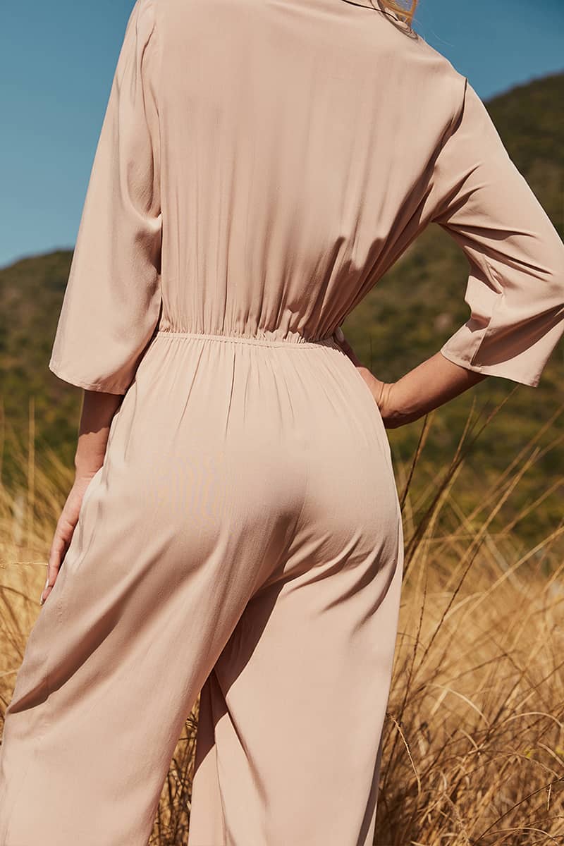 Women's three-quarter sleeve wide-leg jumpsuit  | IFAUN