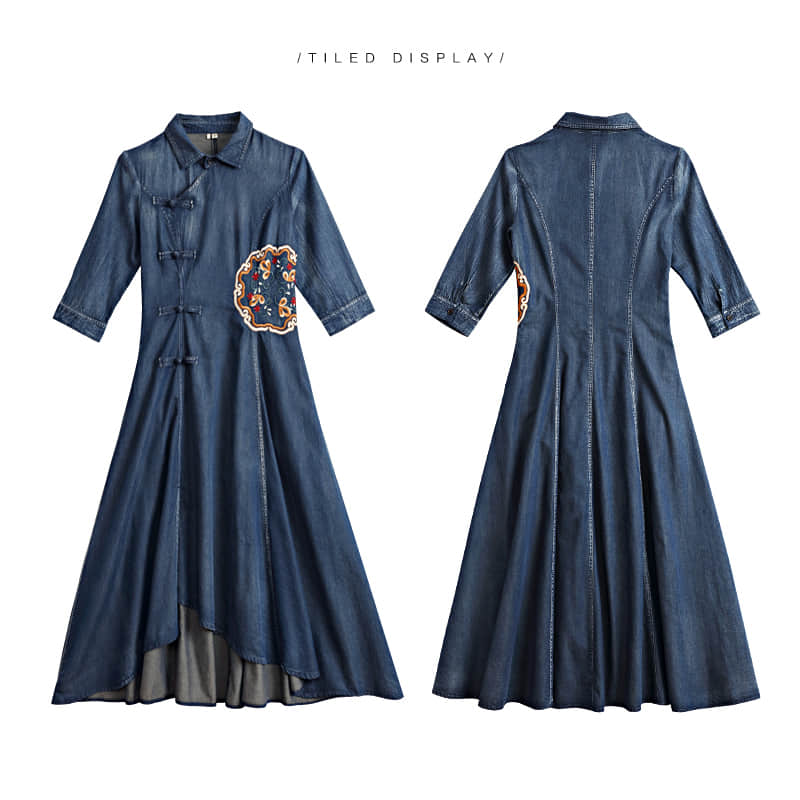 Woman's Spring retro embroidery slim dress  | IFAUN