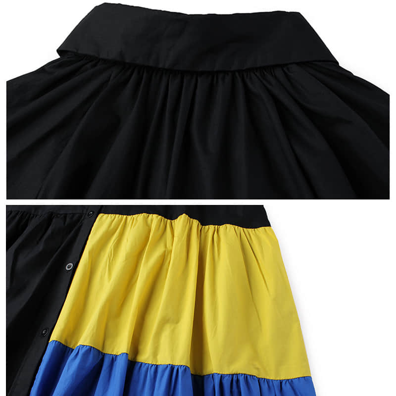 Fashion Contrast stitching shirt dress  | IFAUN