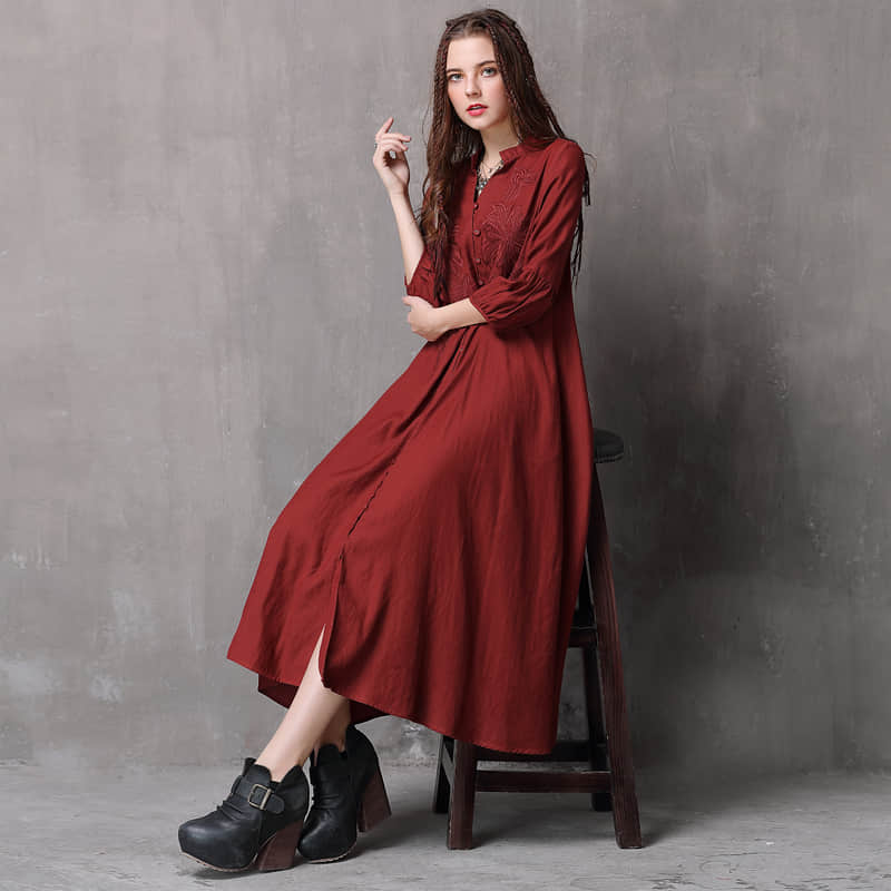 Loose cotton and linen dress  | IFAUN