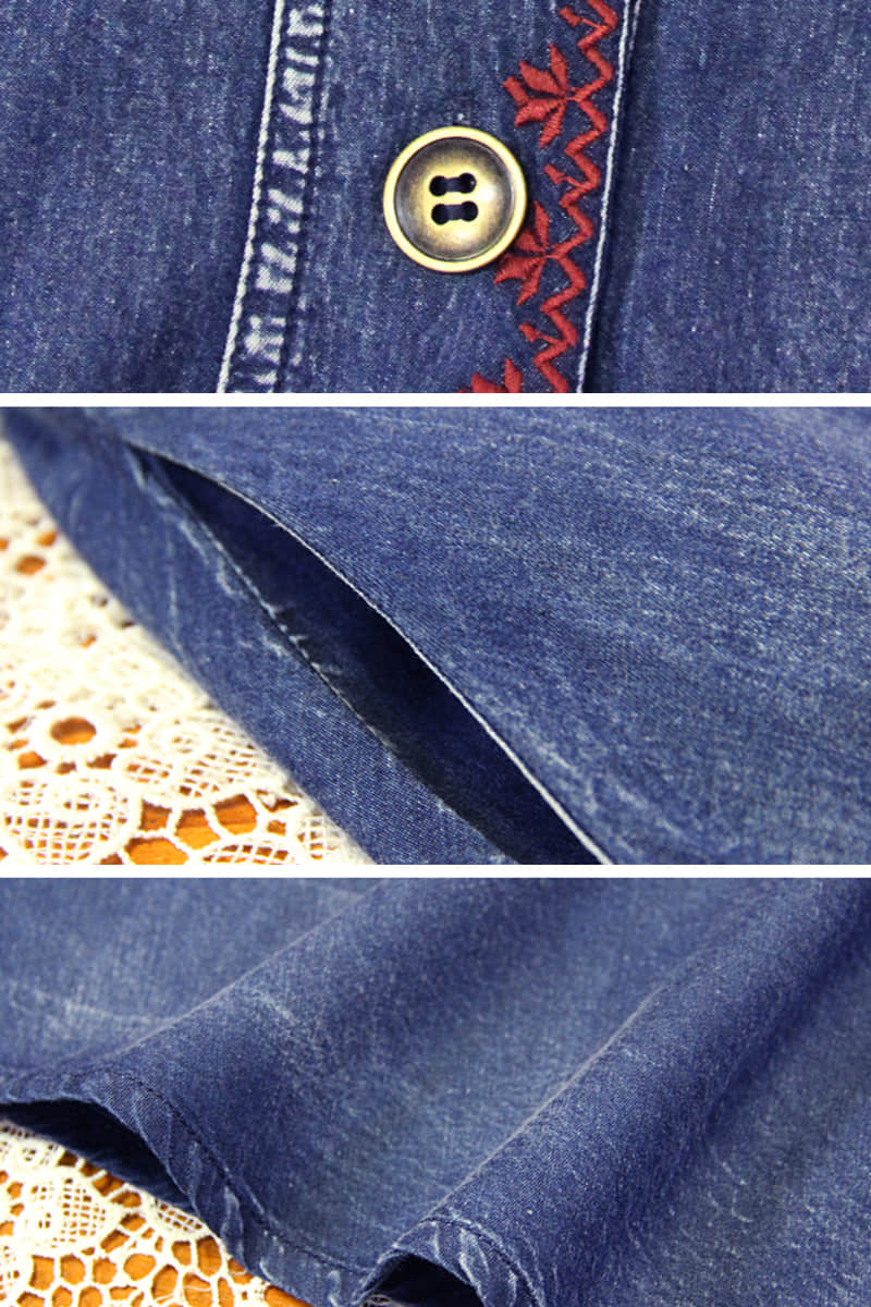 Mid-length belted Denim dress  | IFAUN