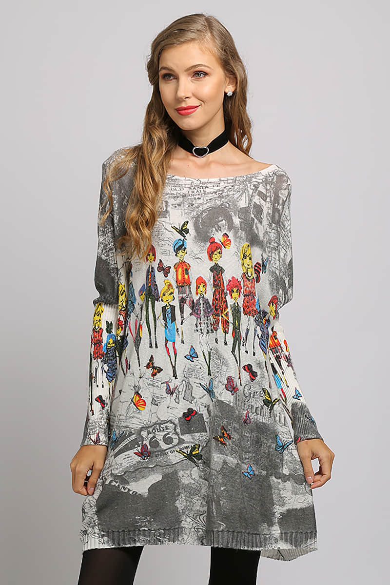 Loose and simple printed sweater  | IFAUN