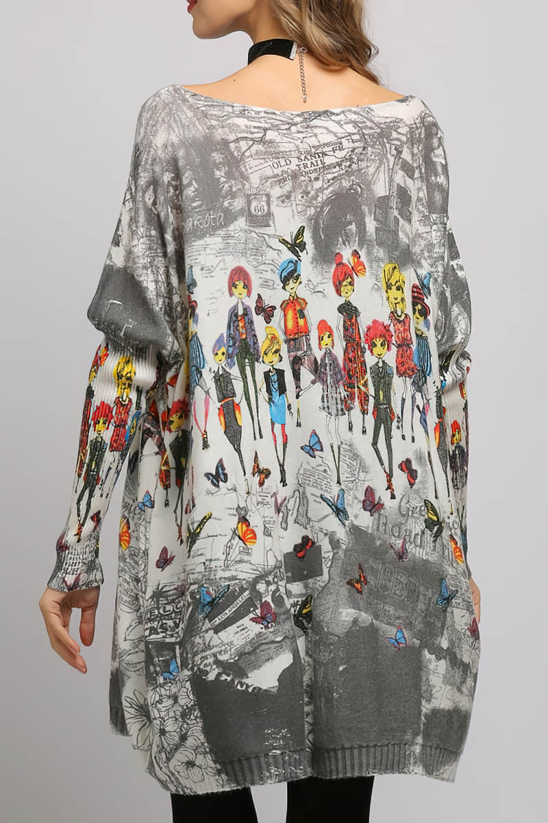 Loose and simple printed sweater  | IFAUN