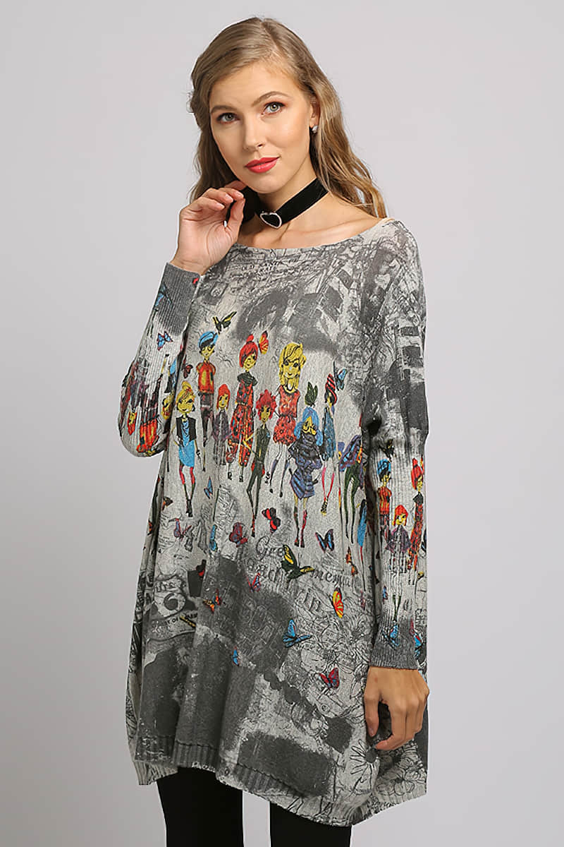 Loose and simple printed sweater  | IFAUN