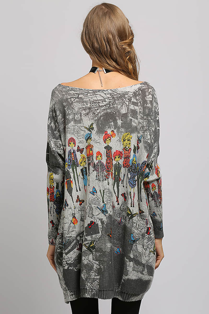 Loose and simple printed sweater  | IFAUN