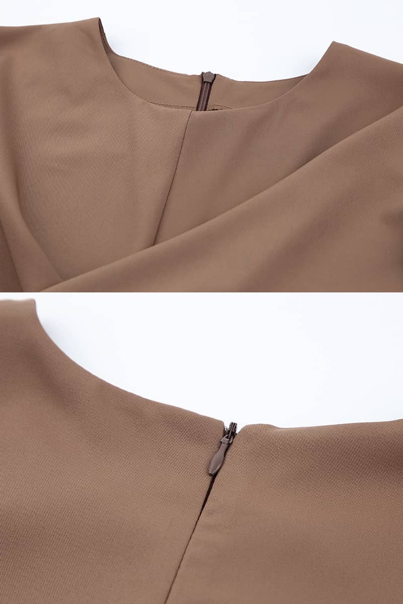 Women's round neck waist long sleeve dress  | IFAUN