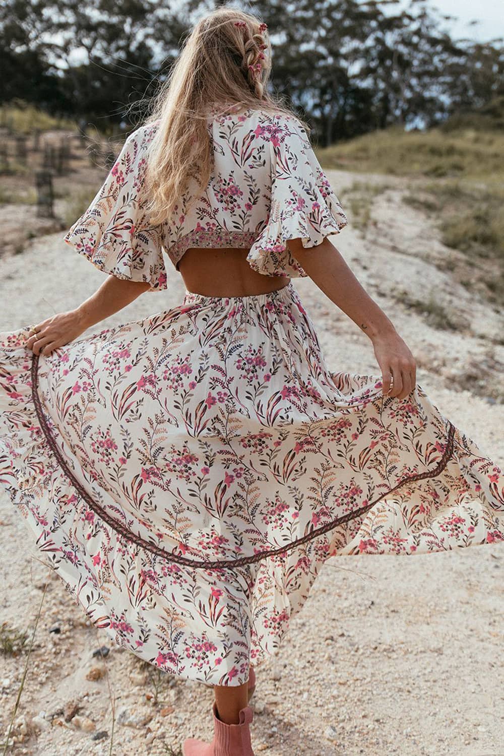 Bohemian Deep V Neck Tie Dress  | IFAUN