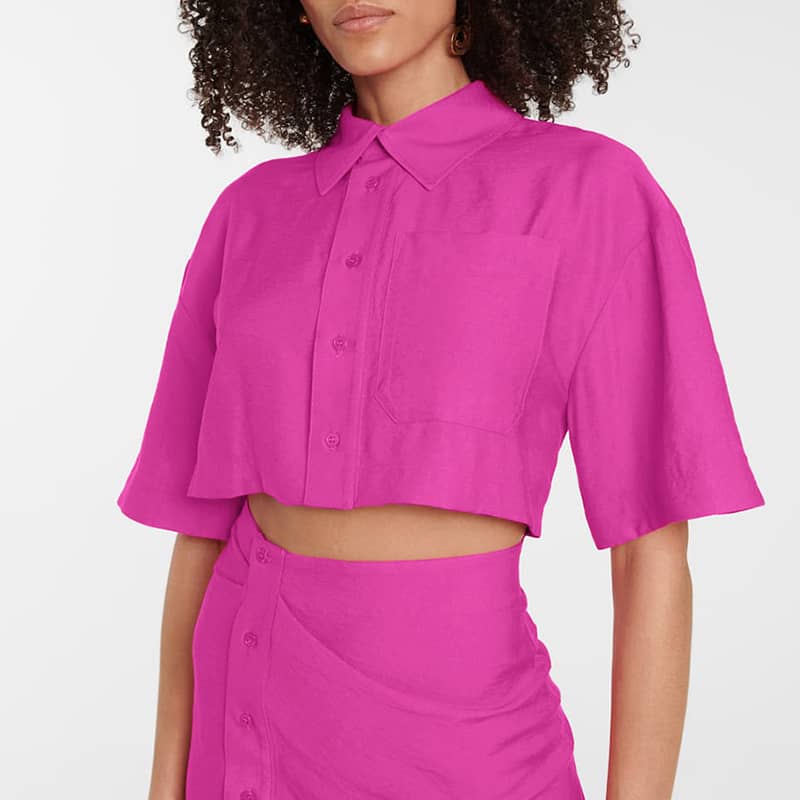 Hot pink short-sleeved shirt and hip skirt dress – IFAUN