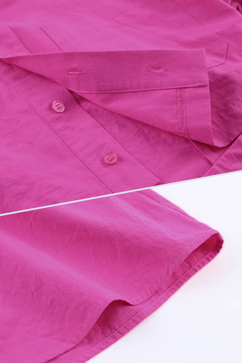 Hot pink short-sleeved shirt and hip skirt dress  | IFAUN