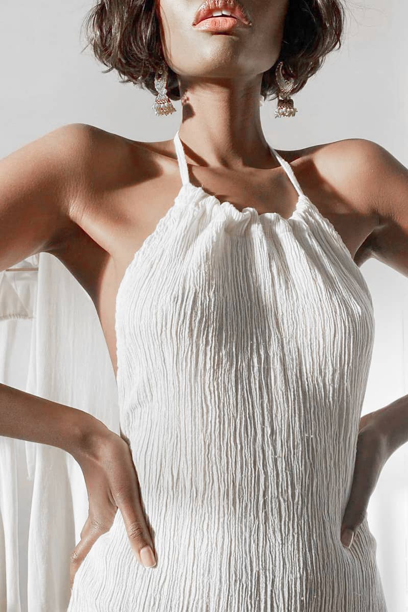 Open back slit slip dress