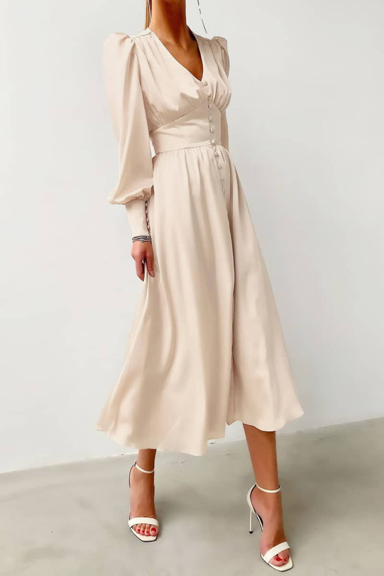 Satin balloon sleeve dress – IFAUN