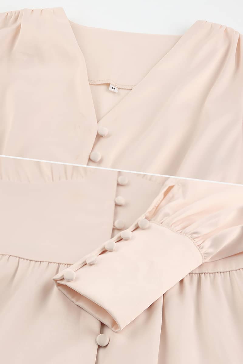 Satin balloon sleeve dress