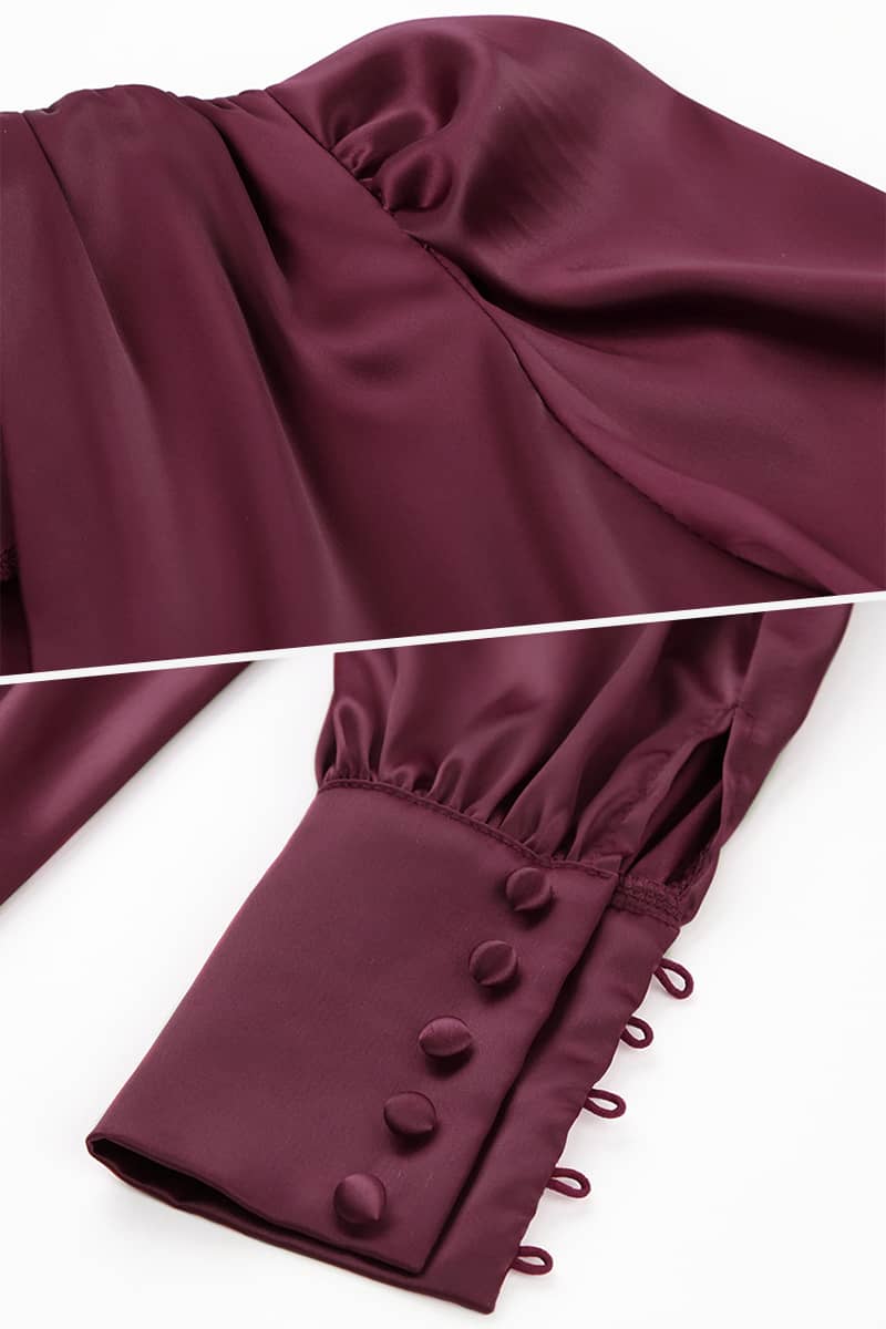 Satin balloon sleeve dress