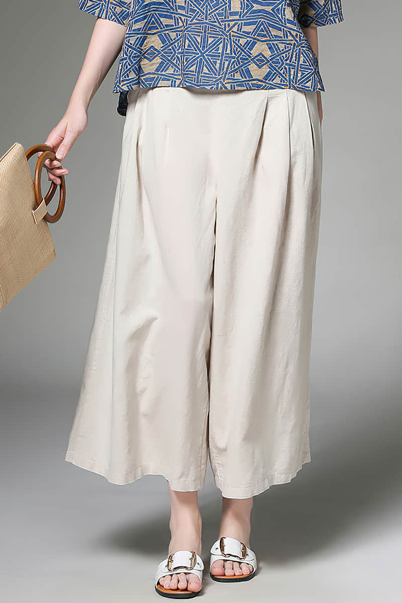 Plus size women's all-match linen cotton wide-leg pants  | IFAUN