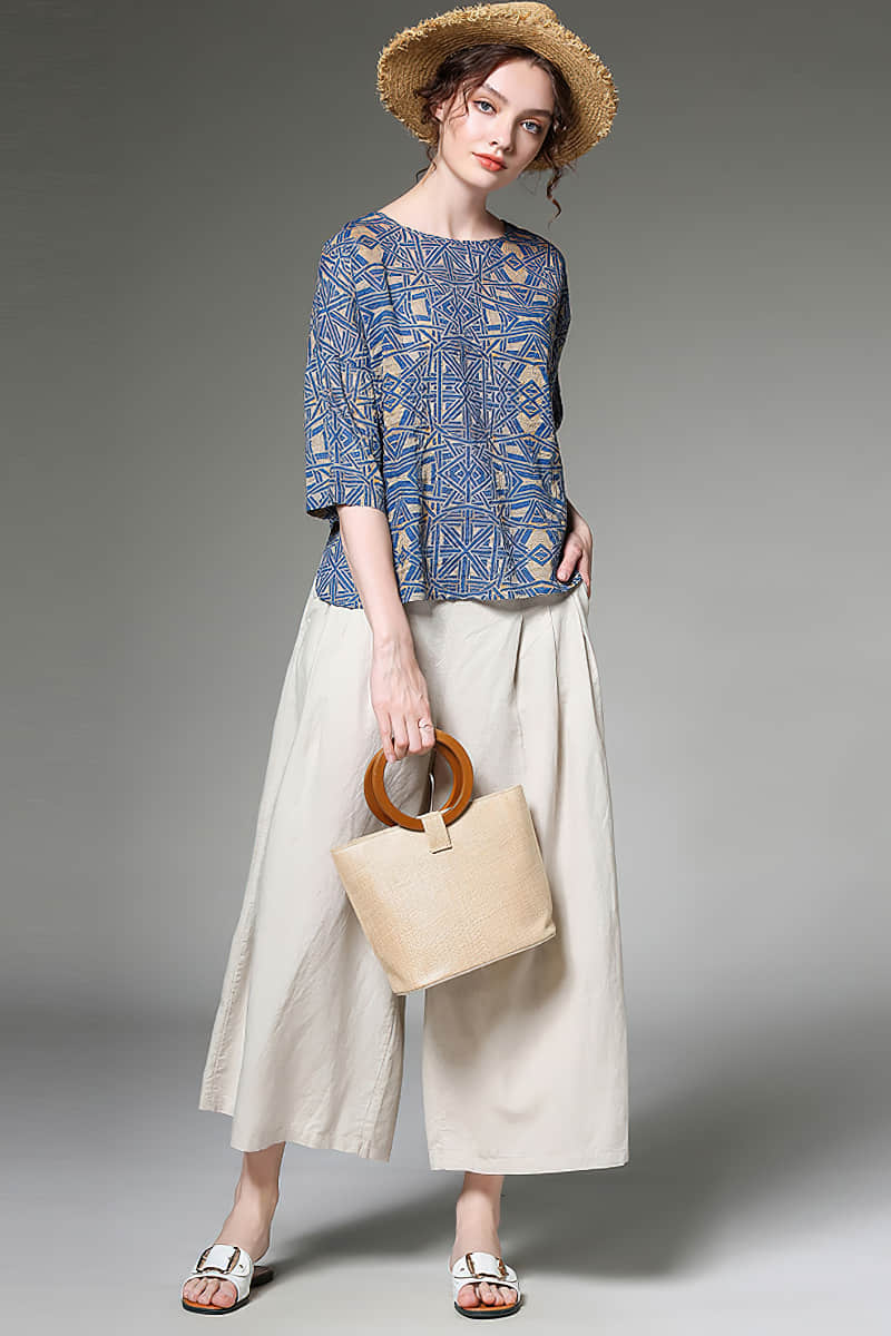 Plus size women's all-match linen cotton wide-leg pants  | IFAUN