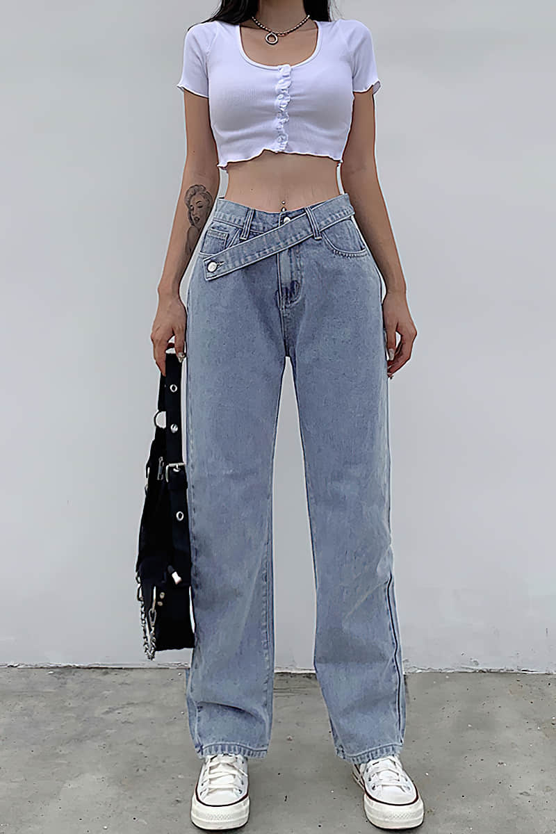 Women's featured sexy waist denim pants  | IFAUN
