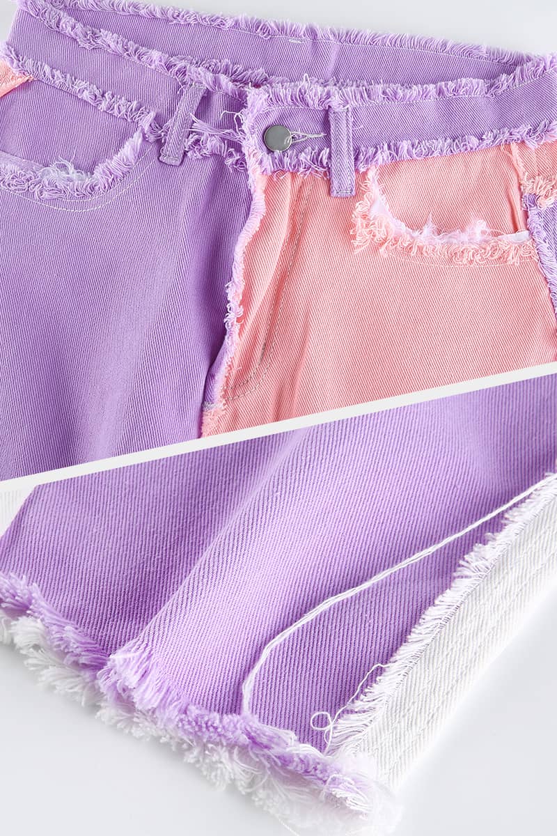 Stitched plaid contrast high-rise jeans  | IFAUN