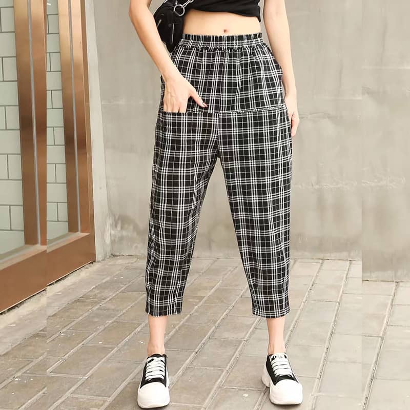 Women's casual high waist harem pants Lattice / M | IFAUN