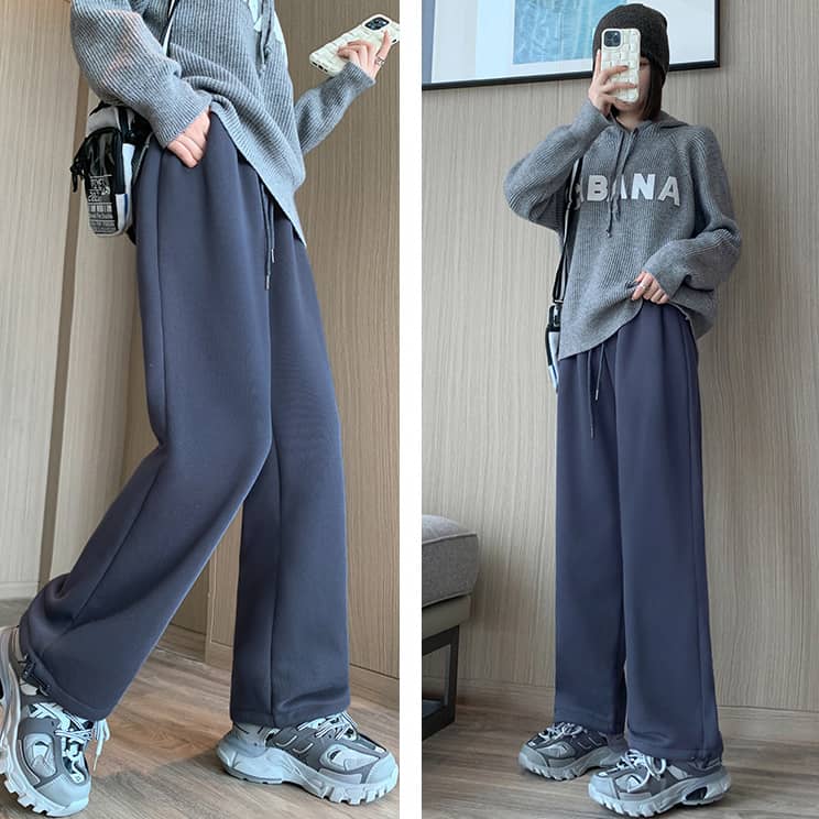 Women's winter lamb fleece wide leg pants