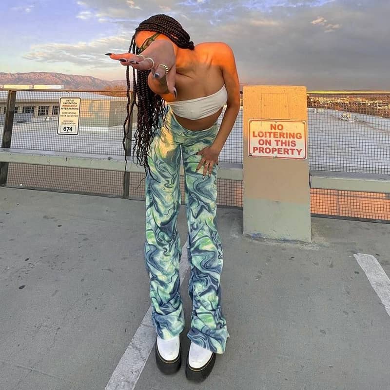 Tie-Dye Colorful High-Rise Wide-Leg Pants