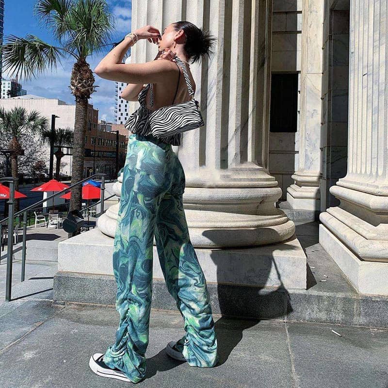 Tie-Dye Colorful High-Rise Wide-Leg Pants