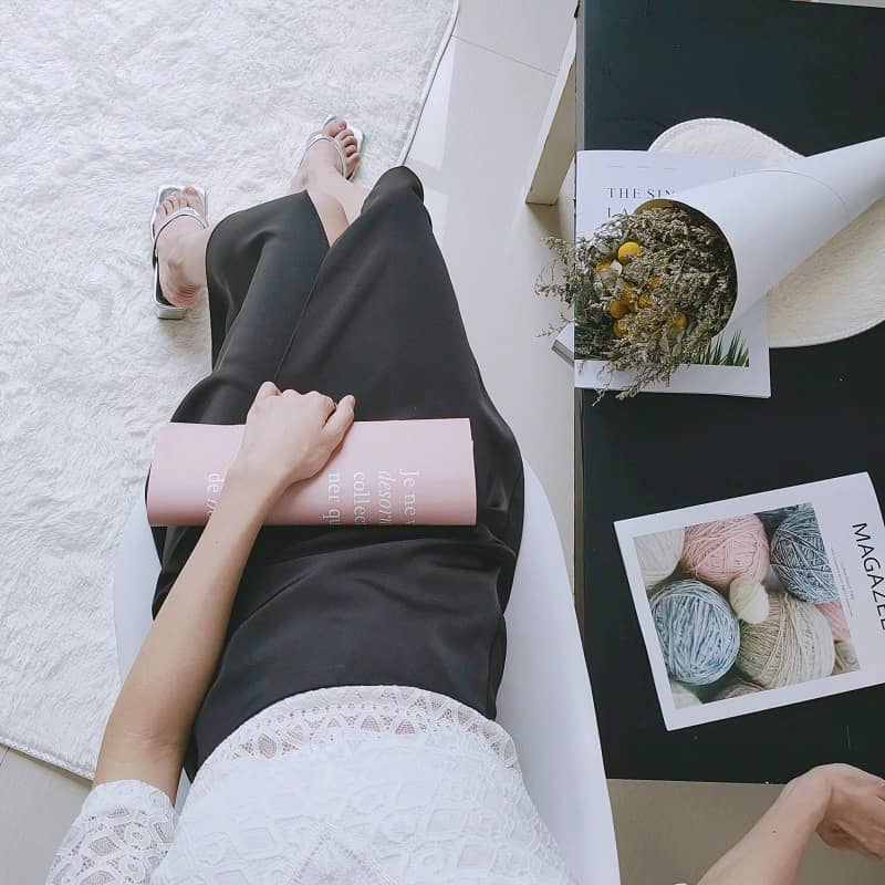 Drape high waist split skirt  | IFAUN