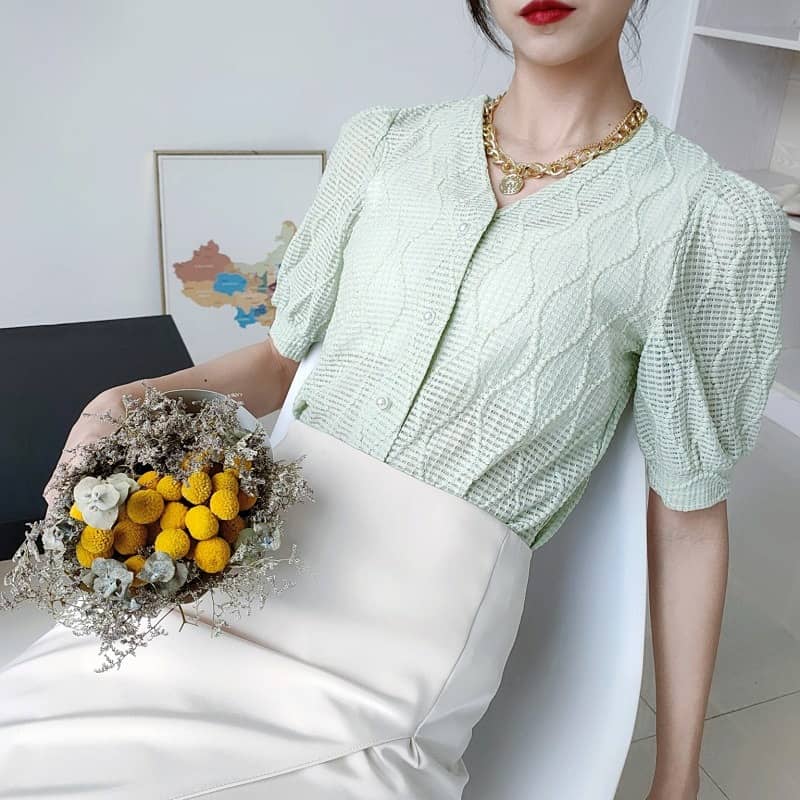 Drape high waist split skirt  | IFAUN