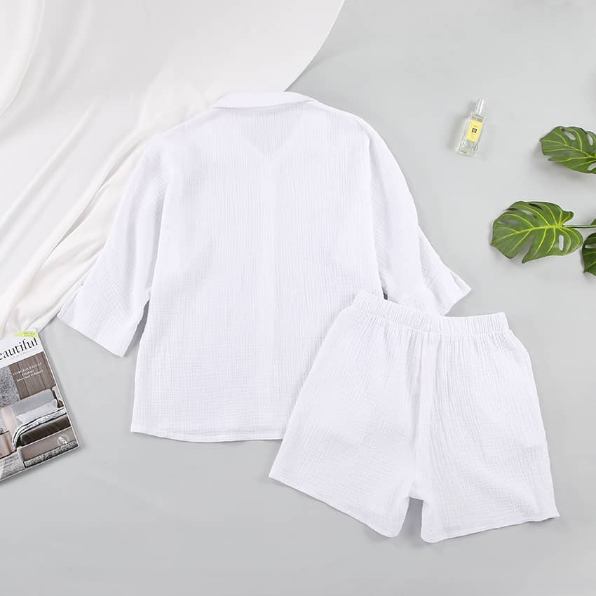 Women's cardigan shorts cotton two-piece suit  | IFAUN