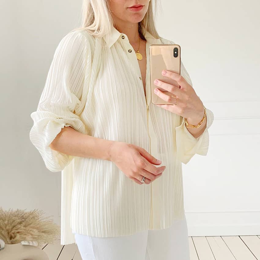 Lazy style pleated 2-piece suit for women