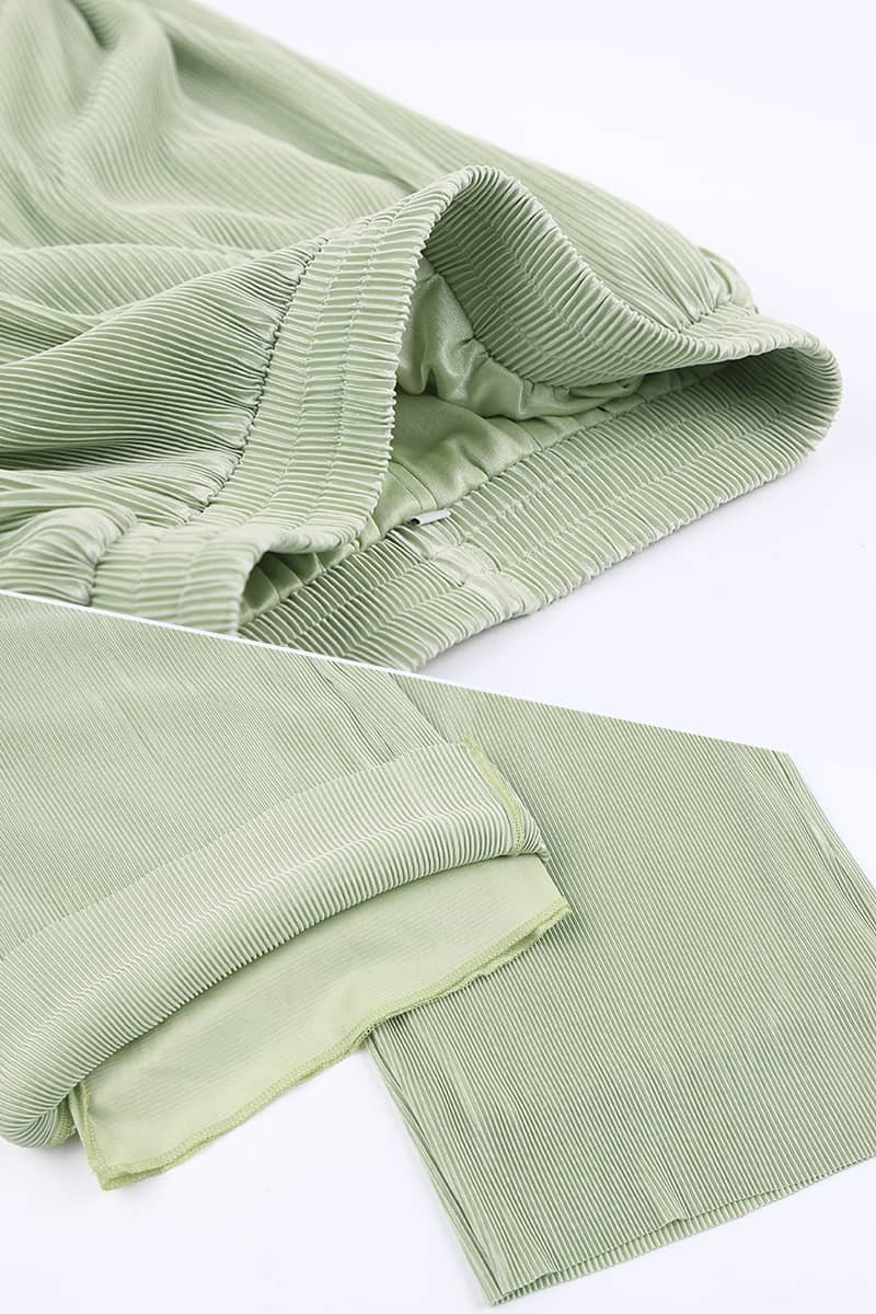Lazy style pleated 2-piece suit for women
