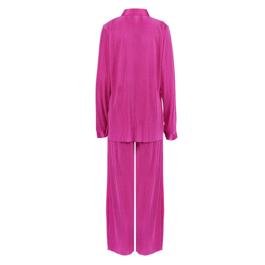 Lazy style pleated 2-piece suit for women