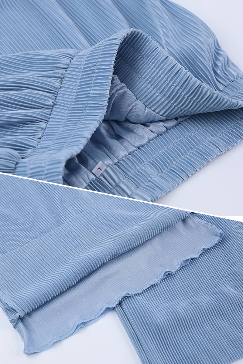 Lazy style pleated 2-piece suit for women