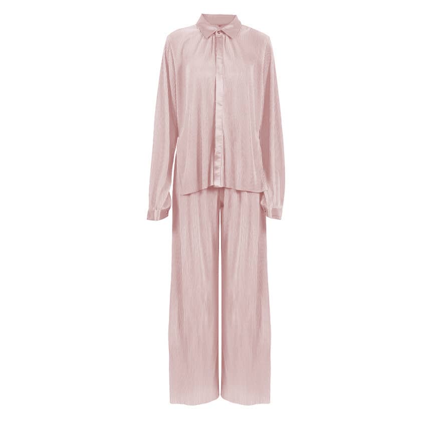 Lazy style pleated 2-piece suit for women