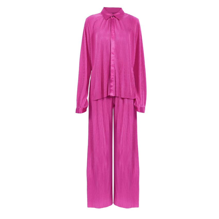 Lazy style pleated 2-piece suit for women