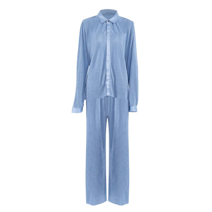 Lazy style pleated 2-piece suit for women