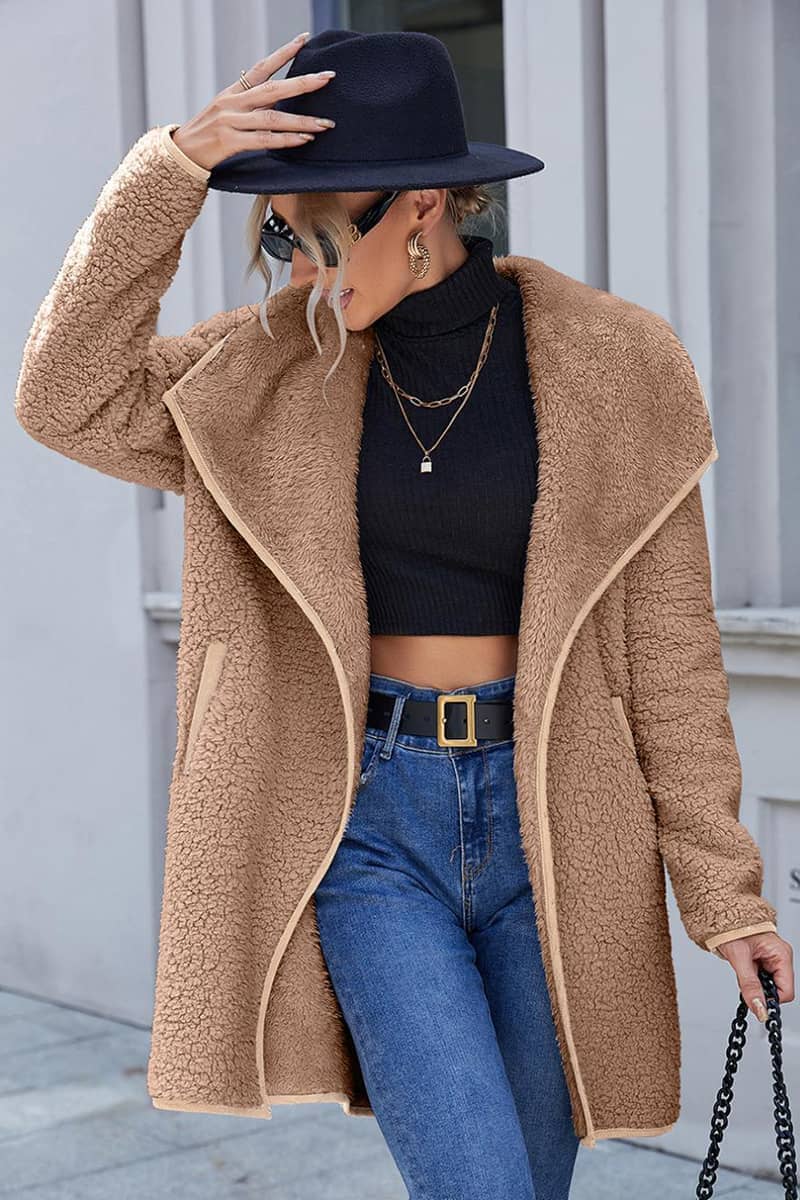 Loose casual big lapel windbreaker double-sided plush coat