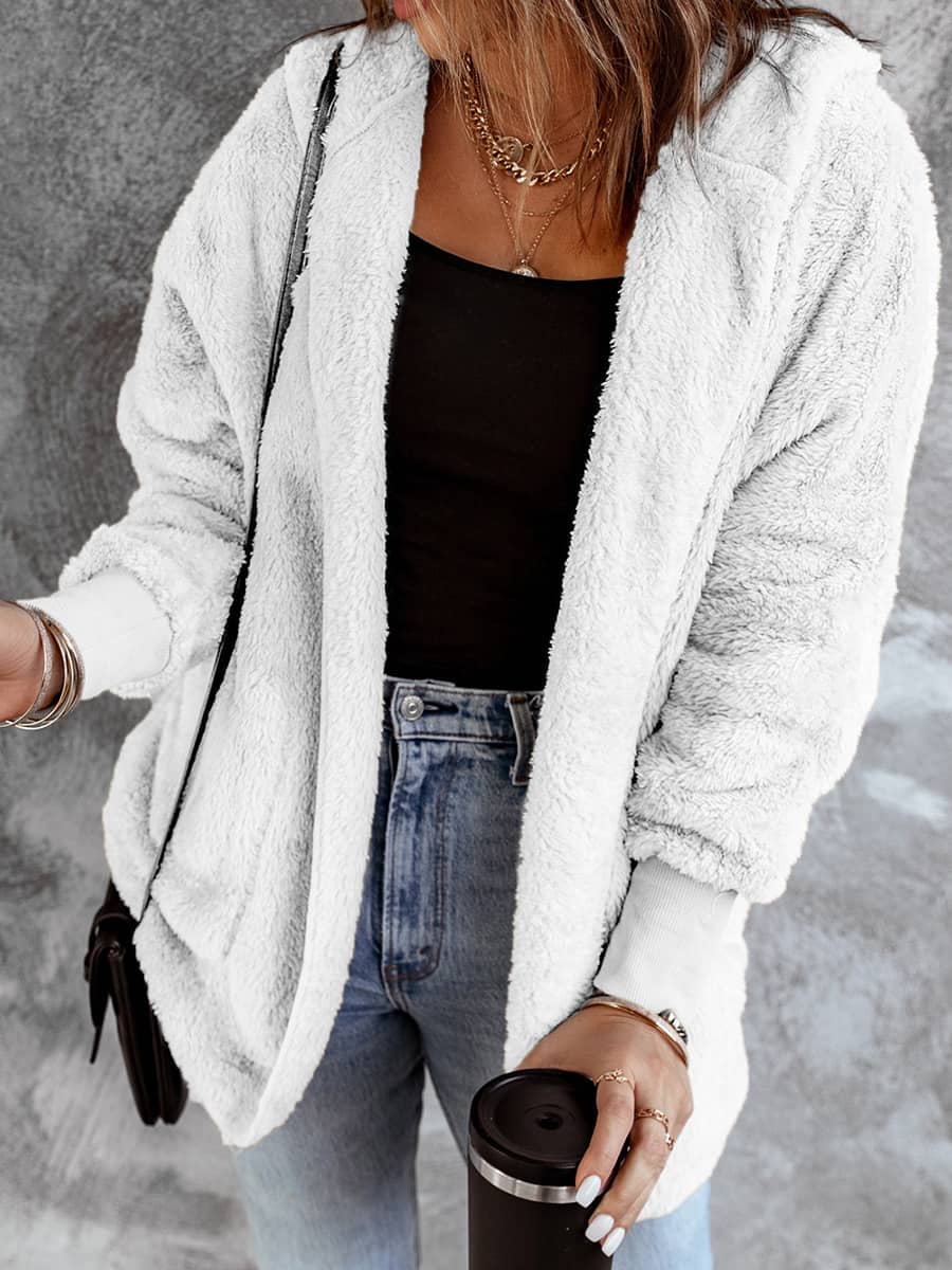 Women's casual hooded mid-length coat