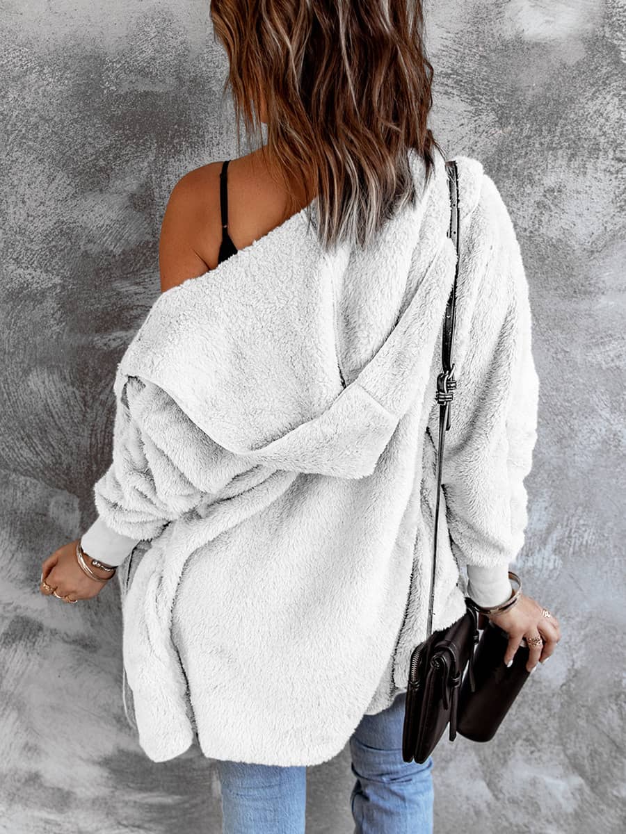 Women's casual hooded mid-length coat